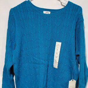 St. John's Bay Women's XL Monaco Blue Pullover Cable Knit Sweater NWT NEW